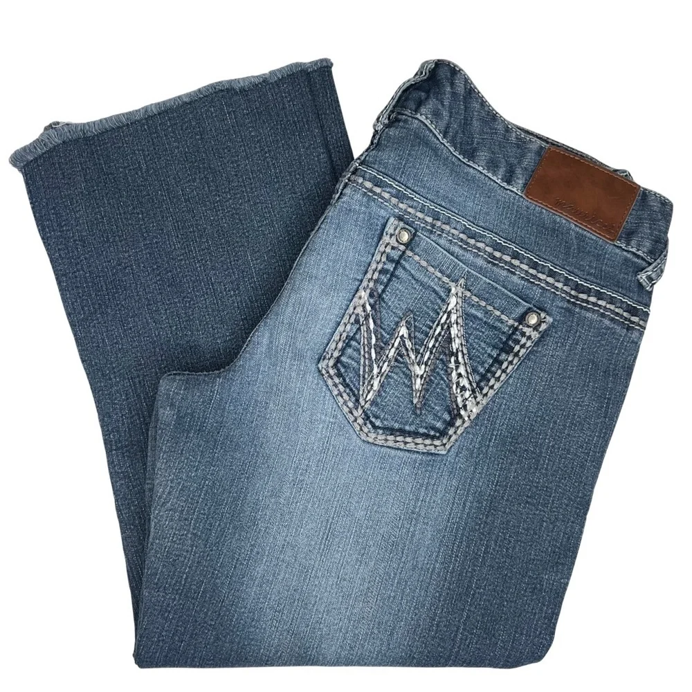 Maurices Jeans Straight Distressed Cropped Raw Hem Blue 3 4 Regular